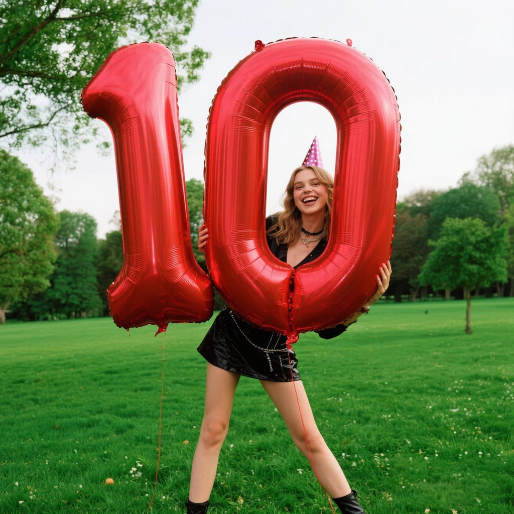 Kelfuoya Red 0 Balloons 40 Inch – Foil Number Balloon for Birthday Parties & Anniversaries
