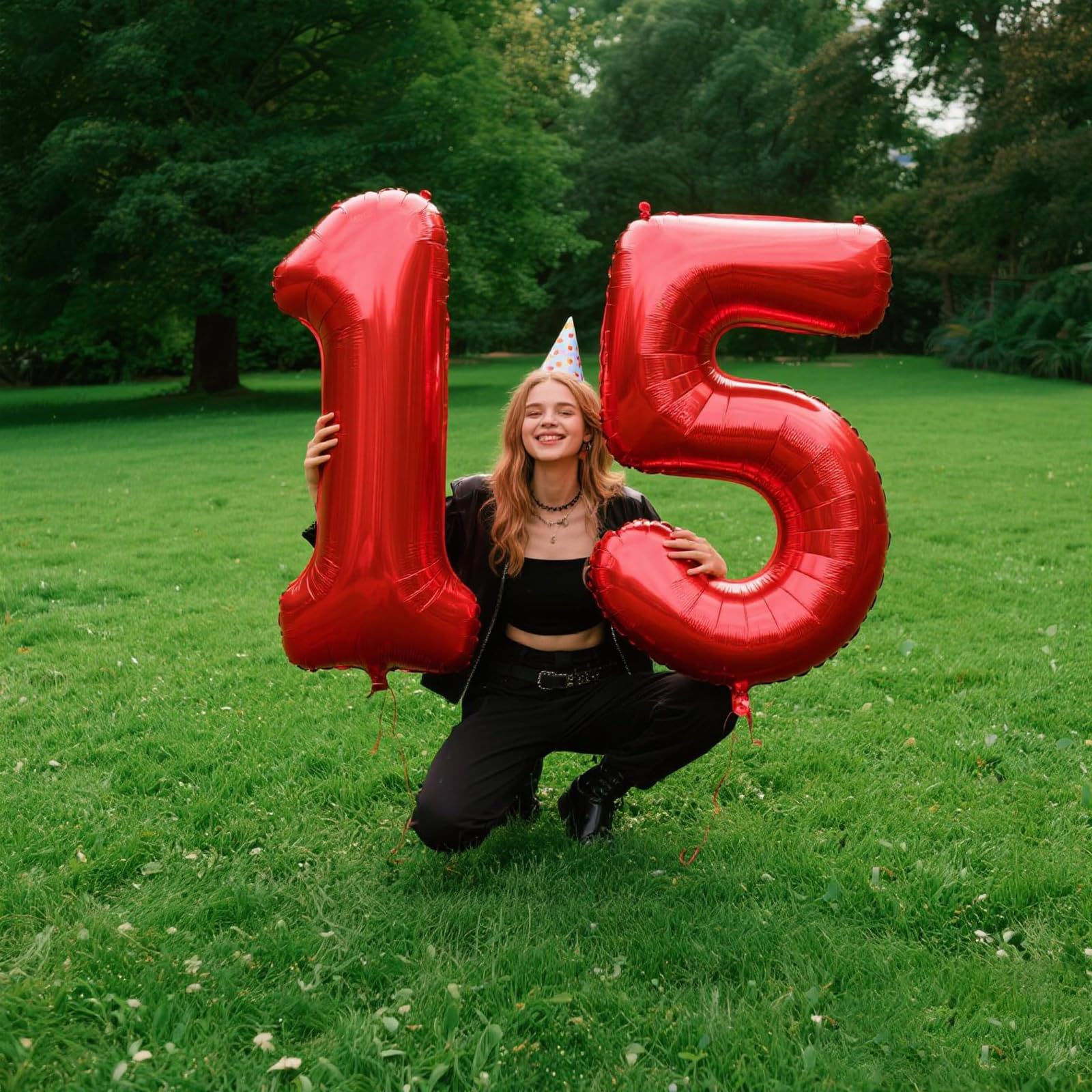 Kelfuoya Red Number 5 Balloons – 40-Inch Foil Balloons for 5th Birthday & Anniversary Celebrations