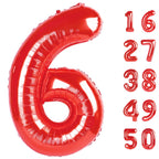 Kelfuoya Red Number 6 Balloons – 40-Inch Foil Balloon for Birthdays & Anniversaries