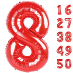 Kelfuoya Red Number 8 Balloon - 40-Inch Jumbo Foil Balloons for 8th Birthday & Anniversary