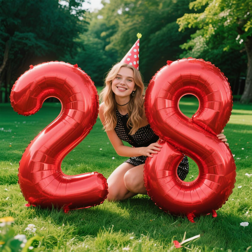 Kelfuoya Red Number 8 Balloon - 40-Inch Jumbo Foil Balloons for 8th Birthday & Anniversary