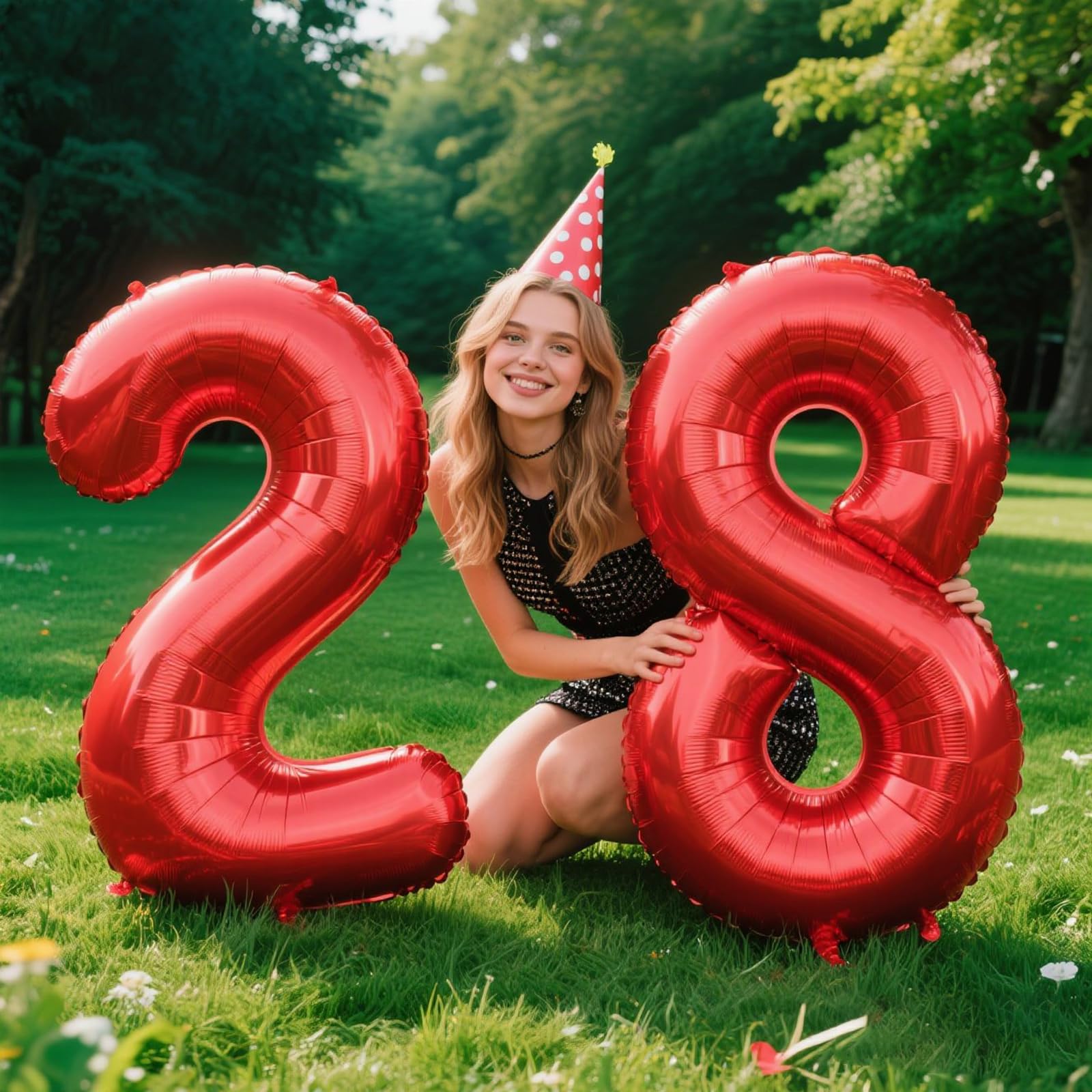 Kelfuoya Red Number 8 Balloon - 40-Inch Jumbo Foil Balloons for 8th Birthday & Anniversary