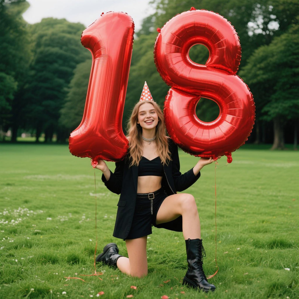 Kelfuoya Red Number 8 Balloon - 40-Inch Jumbo Foil Balloons for 8th Birthday & Anniversary