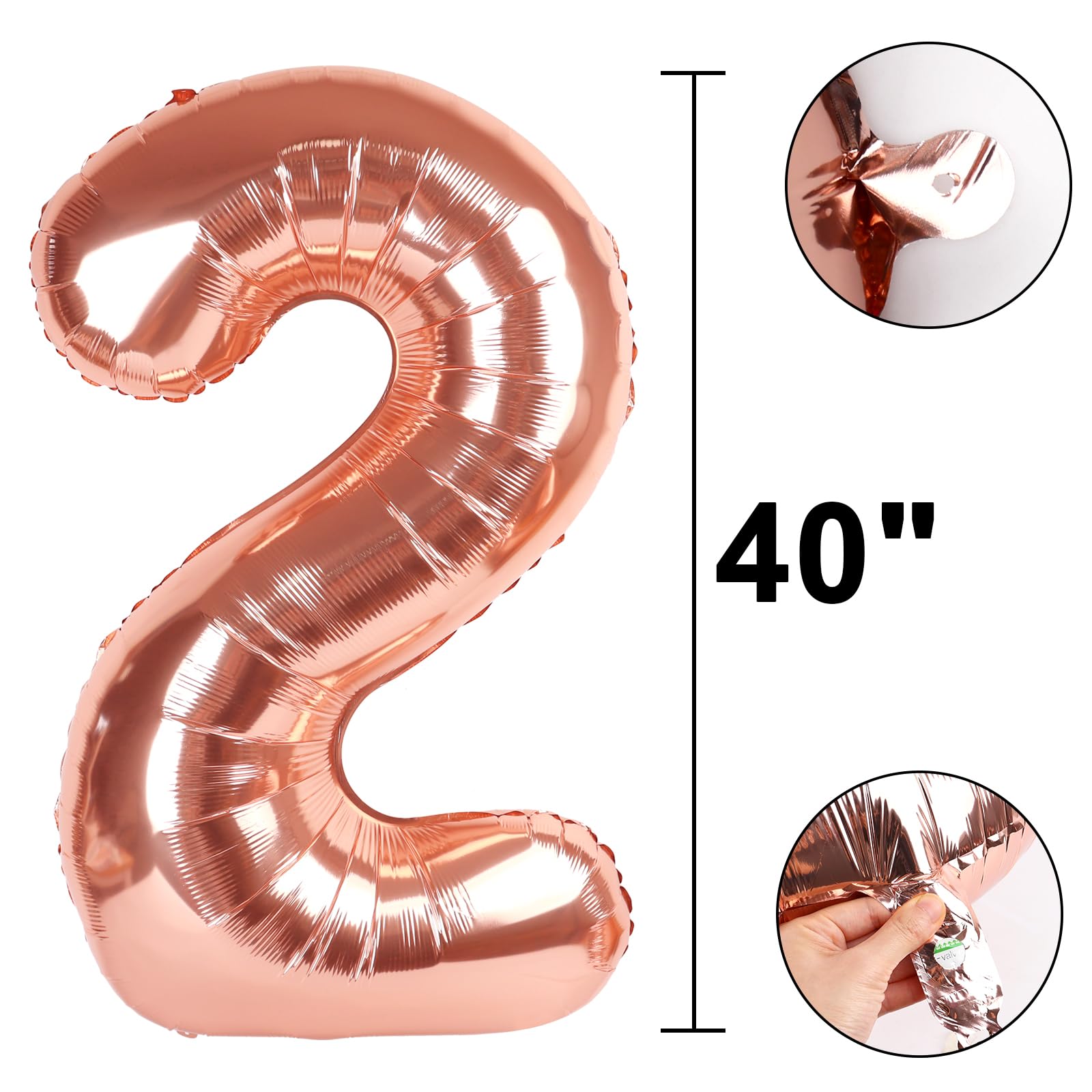 Kelfuoya 40-Inch Rose Gold Number 12 Balloon | Jumbo Mylar Foil Balloons for Birthday & Anniversary Parties