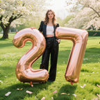 Kelfuoya 40 inch Rose Gold Number 27 Balloon – Jumbo Mylar Foil Balloons for Birthday & Anniversary