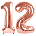 Kelfuoya 40-Inch Rose Gold Number 12 Balloon | Jumbo Mylar Foil Balloons for Birthday & Anniversary Parties