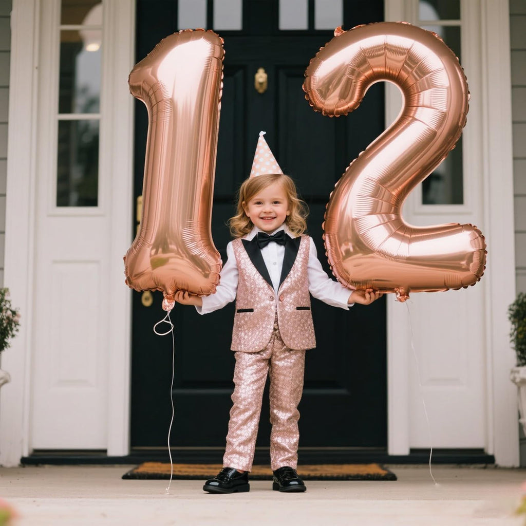 Kelfuoya 40-Inch Rose Gold Number 12 Balloon | Jumbo Mylar Foil Balloons for Birthday & Anniversary Parties