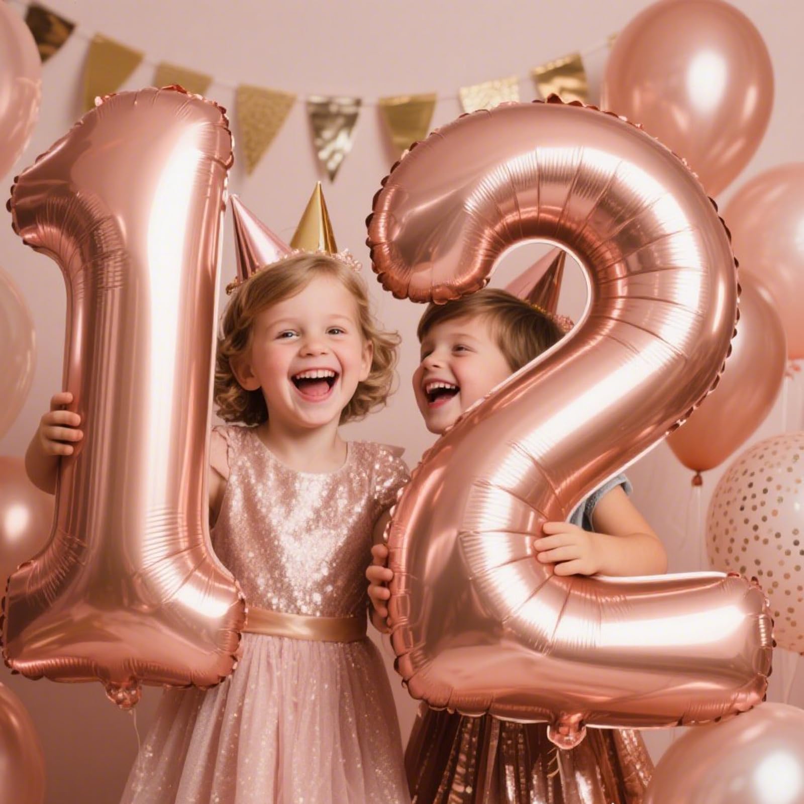 Kelfuoya 40-Inch Rose Gold Number 12 Balloon | Jumbo Mylar Foil Balloons for Birthday & Anniversary Parties