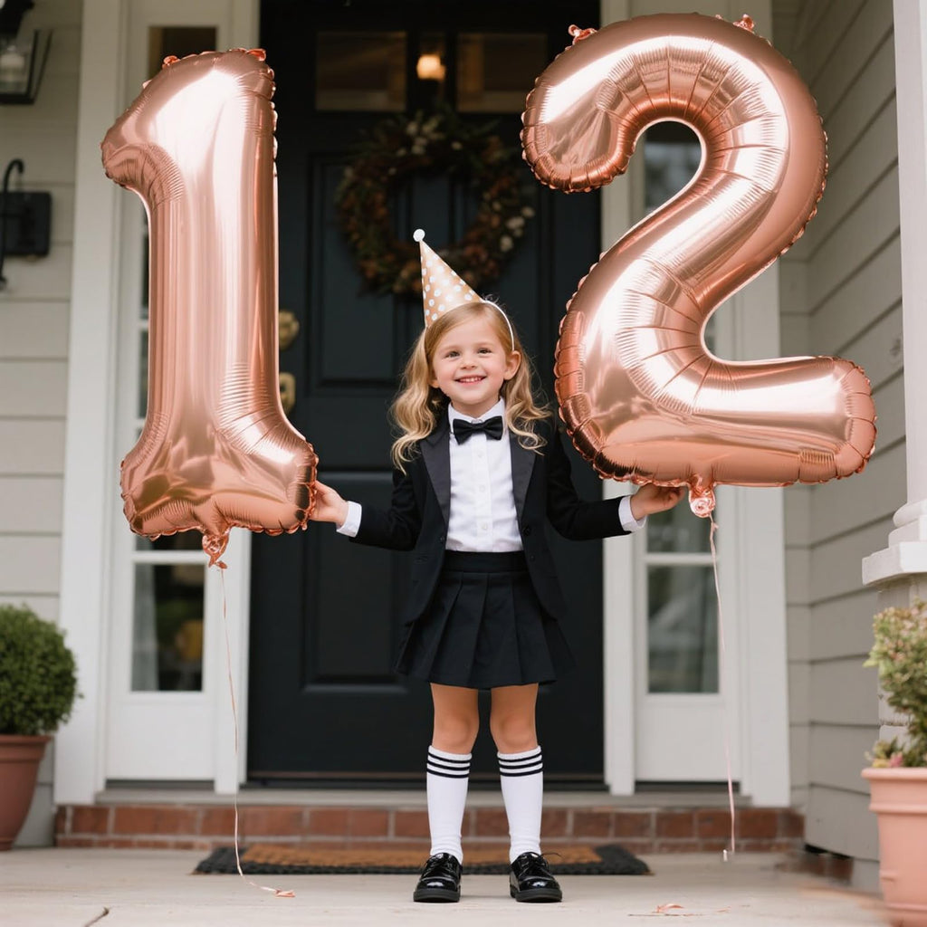 Kelfuoya 40-Inch Rose Gold Number 12 Balloon | Jumbo Mylar Foil Balloons for Birthday & Anniversary Parties