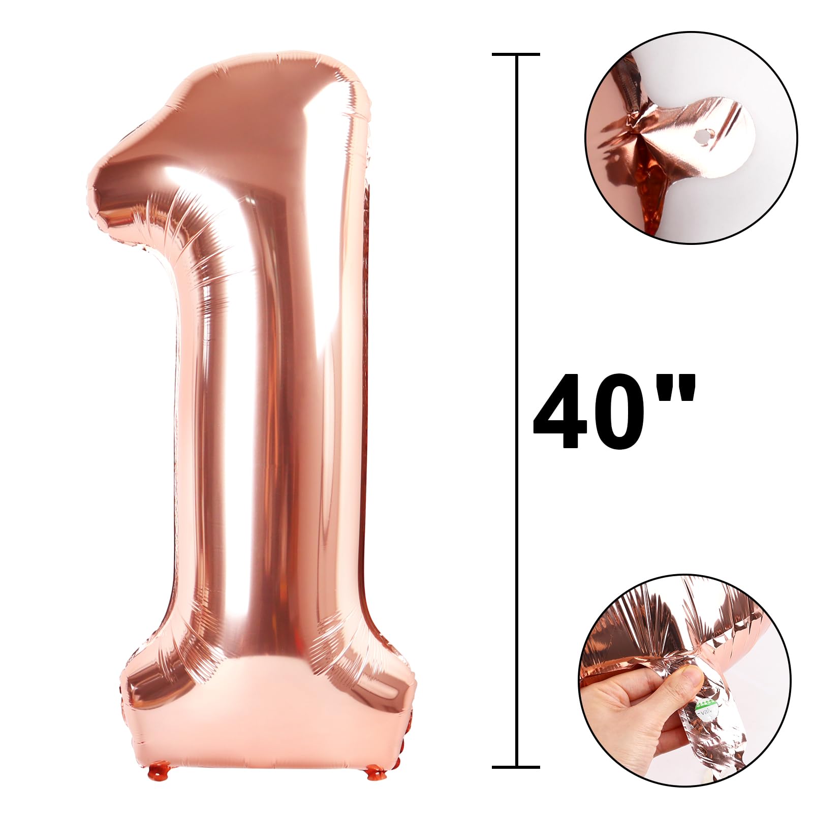 Kelfuoya 40-Inch Rose Gold Number 12 Balloon | Jumbo Mylar Foil Balloons for Birthday & Anniversary Parties