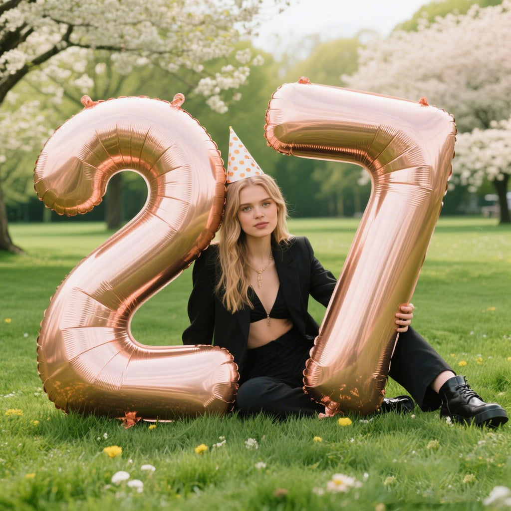 Kelfuoya 40 inch Rose Gold Number 27 Balloon – Jumbo Mylar Foil Balloons for Birthday & Anniversary