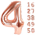 Kelfuoya Rose Gold Number 4 Balloons - 40 Inch Giant Foil Mylar for Birthdays & Celebrations