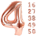 Kelfuoya Rose Gold Number 4 Balloons - 40 Inch Giant Foil Mylar for Birthdays & Celebrations