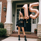 Kelfuoya Rose Gold Number 5 Balloons – 40-Inch Giant Foil Mylar, Champagne Gold for Birthdays & Anniversaries