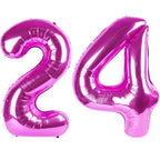 Kelfuoya 40-Inch Rose Purple 24 Balloon Numbers | Giant Foil Birthday & Anniversary Balloons