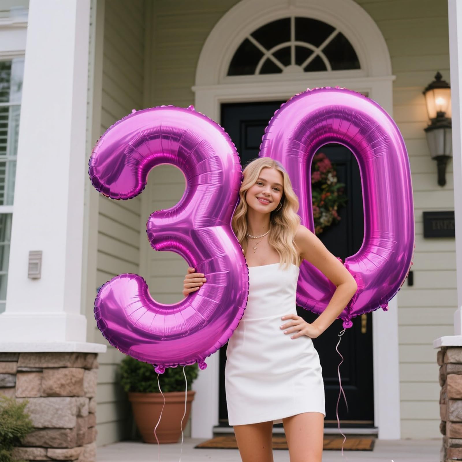 Kelfuoya 40-Inch Rose Purple 30 Balloon Numbers – Giant Mylar Foil Balloons for Birthday & Anniversary