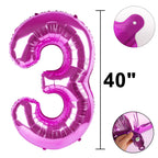 Kelfuoya 40-Inch Rose Purple 30 Balloon Numbers – Giant Mylar Foil Balloons for Birthday & Anniversary