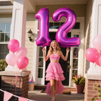 Kelfuoya 40-Inch Rose Purple 12 Balloon – Giant Foil Number Balloons for Birthday & Anniversary