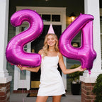 Kelfuoya 40-Inch Rose Purple 24 Balloon Numbers | Giant Foil Birthday & Anniversary Balloons