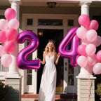 Kelfuoya 40-Inch Rose Purple 24 Balloon Numbers | Giant Foil Birthday & Anniversary Balloons