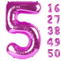 Kelfuoya 40 Inch Rose Purple Number 5 Balloon – Jumbo Mylar Foil Helium Balloons for Birthdays & Anniversaries