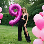 Kelfuoya 40-Inch Rose Purple Number 9 Foil Balloon – Jumbo Mylar Balloons for Birthdays & Celebrations
