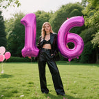 Kelfuoya 40-Inch Rose Purple 16 Balloons – Giant Foil Number Balloons for Birthday & Anniversary Parties