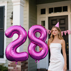 Kelfuoya 40 Inch Rose Purple 28 Balloon Numbers – Giant Foil Balloons for Birthday & Anniversary
