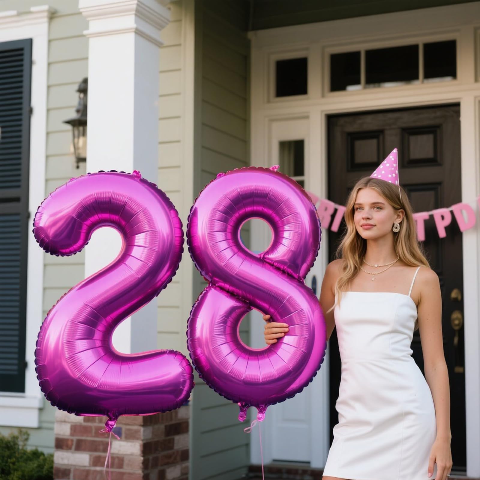 Kelfuoya 40 Inch Rose Purple 28 Balloon Numbers – Giant Foil Balloons for Birthday & Anniversary
