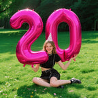 Kelfuoya Rose Red Number 0 Balloon – 40-Inch Jumbo Hot Pink Mylar Balloons for Birthdays & Celebrations