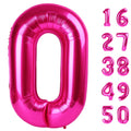 Kelfuoya Rose Red Number 0 Balloon – 40-Inch Jumbo Hot Pink Mylar Balloons for Birthdays & Celebrations