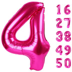 Kelfuoya Rose Red Number 4 Balloon – 40-Inch Hot Pink Foil Balloons for Birthday Parties