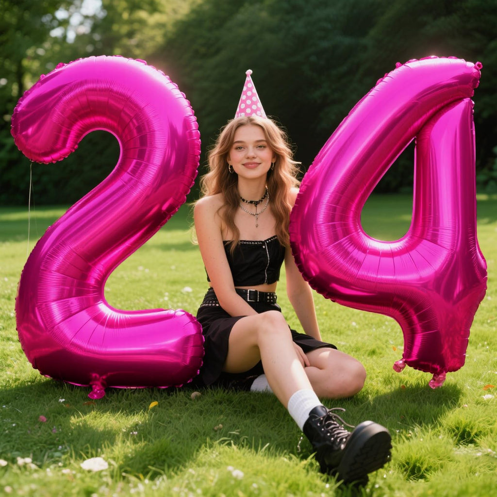 Kelfuoya Rose Red Number 4 Balloon – 40-Inch Hot Pink Foil Balloons for Birthday Parties