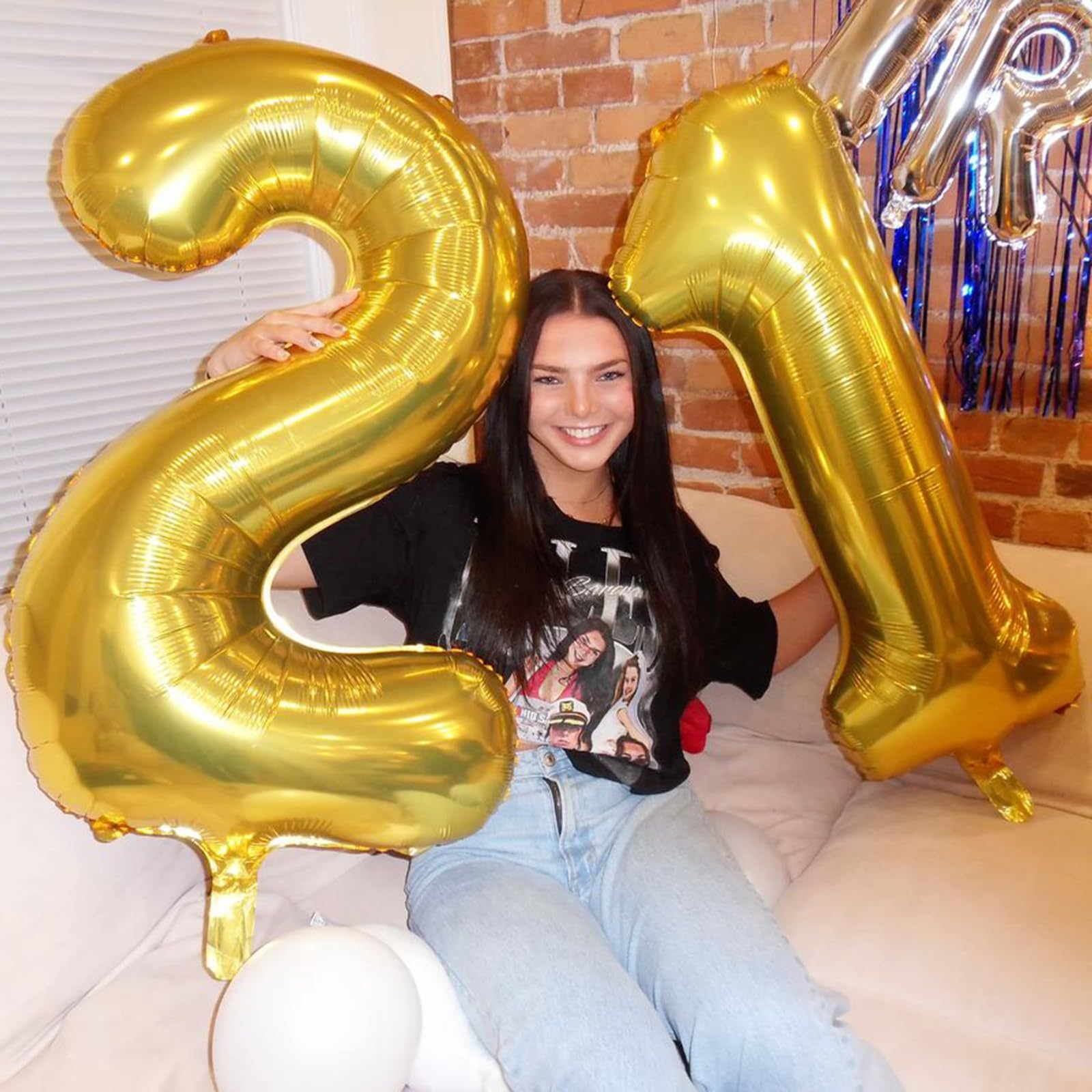 Kelfuoya 40 Inch Gold Number 21 Balloon – Jumbo Mylar Foil Balloons for 21st Birthday, Anniversary & Party Decor