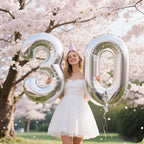 Kelfuoya 40-Inch Silver Foil Number 0 Balloon – Jumbo Digital Birthday & Anniversary Balloons