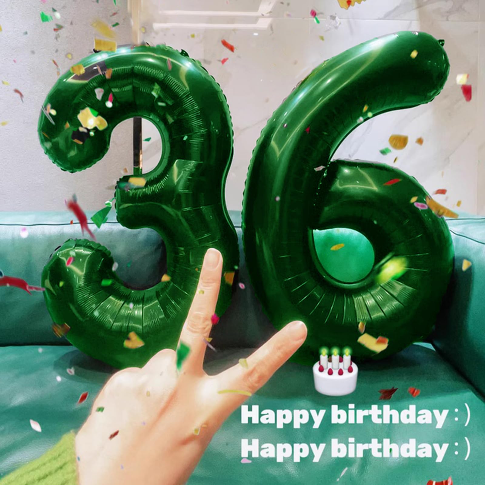 Kelfuoya 40 Inch Green Number 16 Balloon | Jumbo Mylar Foil Balloons for Birthday & Anniversary