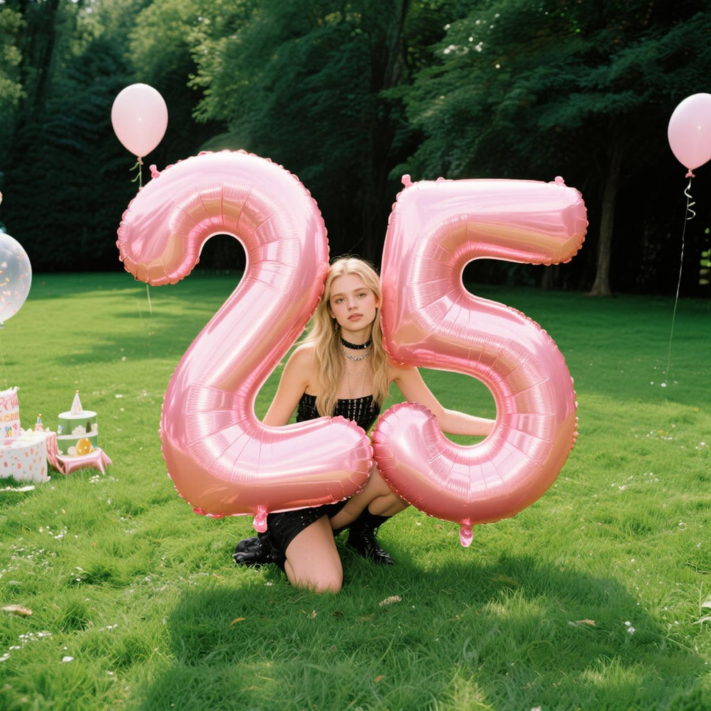 Kelfuoya 40-Inch Pearlescent Pink Number Balloon (Number 5) – Jumbo Mylar Foil Balloons for Birthdays and Celebrations
