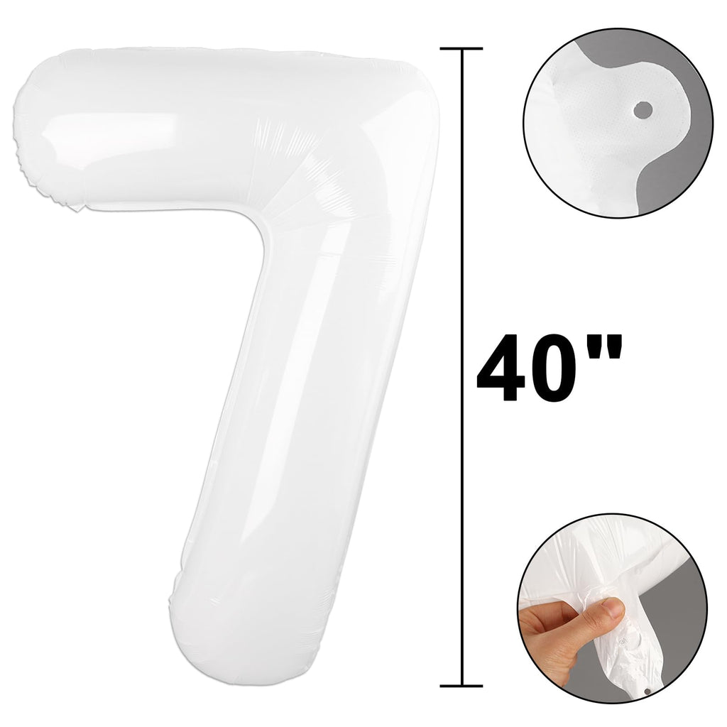 Kelfuoya 40-Inch White Number 17 Balloon – Jumbo Mylar Digital Balloons for Party Decor