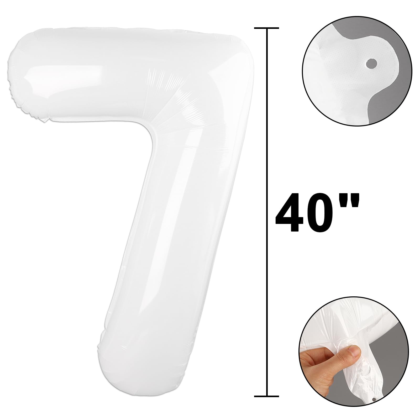 Kelfuoya 40-Inch White Number 17 Balloon – Jumbo Mylar Digital Balloons for Party Decor