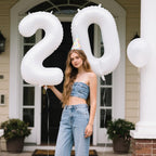 Kelfuoya 40-Inch White Number 20 Digital Balloon – Jumbo Mylar Foil Balloons for Birthday & Anniversary Decor
