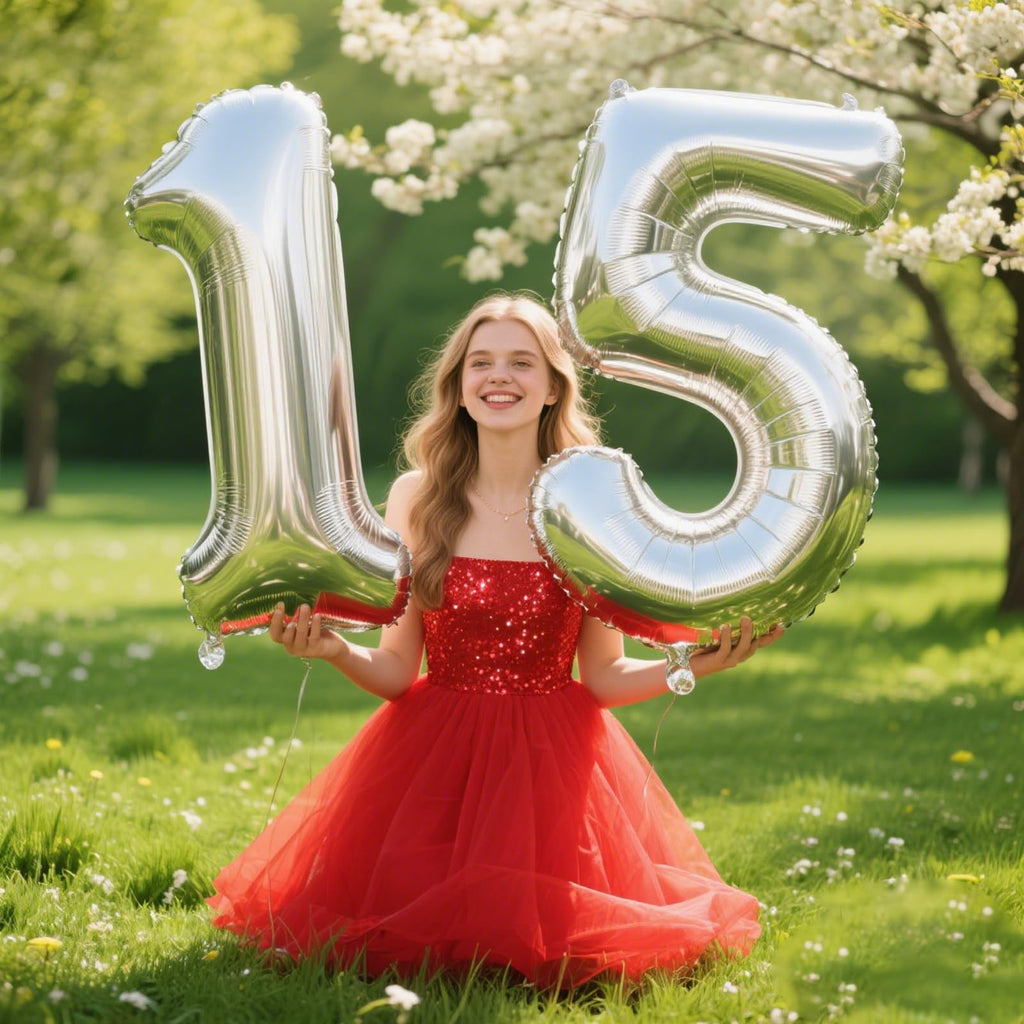 Kelfuoya 40in Silver Number Balloons – 5th Birthday & Anniversary Decor