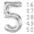 Kelfuoya 40in Silver Number Balloons – 5th Birthday & Anniversary Decor