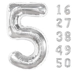 Kelfuoya 40in Silver Number Balloons – 5th Birthday & Anniversary Decor