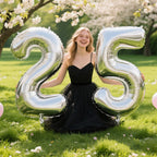 Kelfuoya 40in Silver Number Balloons – 5th Birthday & Anniversary Decor