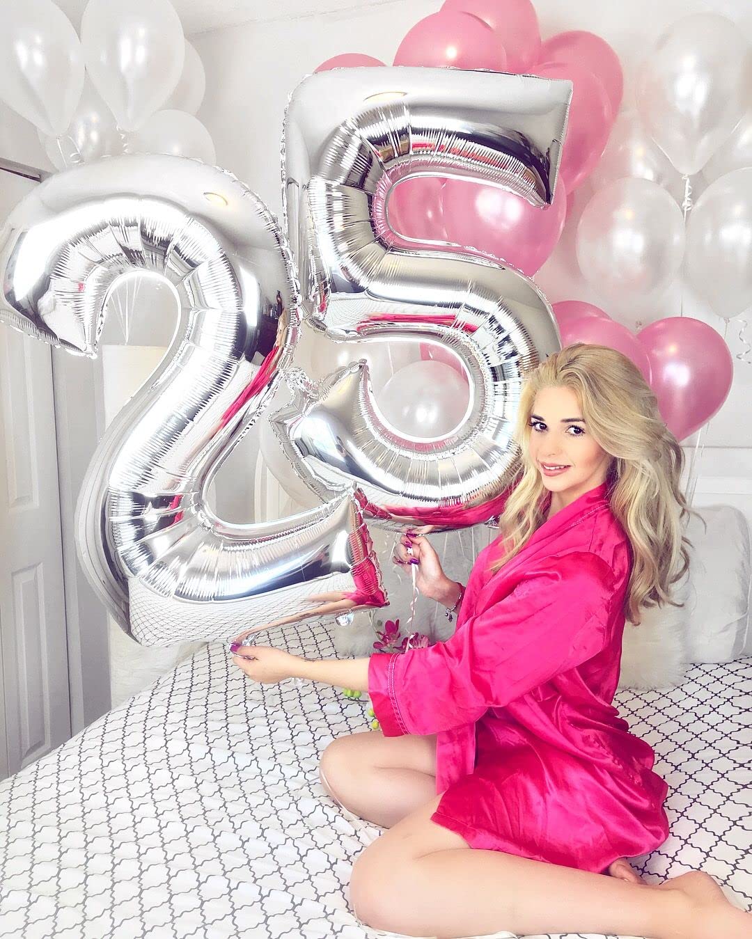 Kelfuoya 40in Silver Number Balloons – 5th Birthday & Anniversary Decor