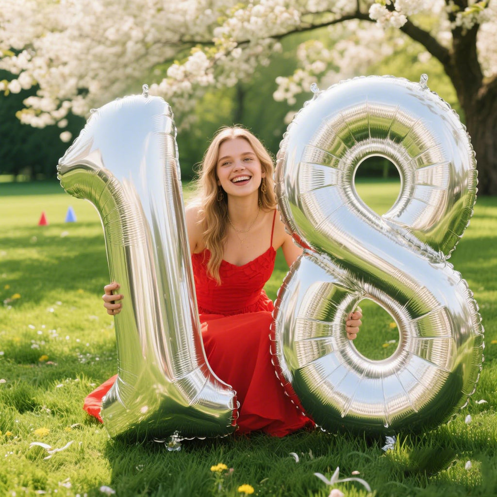 Kelfuoya 40 Inch Silver 8 Number Balloon – Jumbo Mylar Foil Balloons for Birthdays & Anniversaries