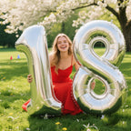 Kelfuoya 40 Inch Silver 8 Number Balloon – Jumbo Mylar Foil Balloons for Birthdays & Anniversaries