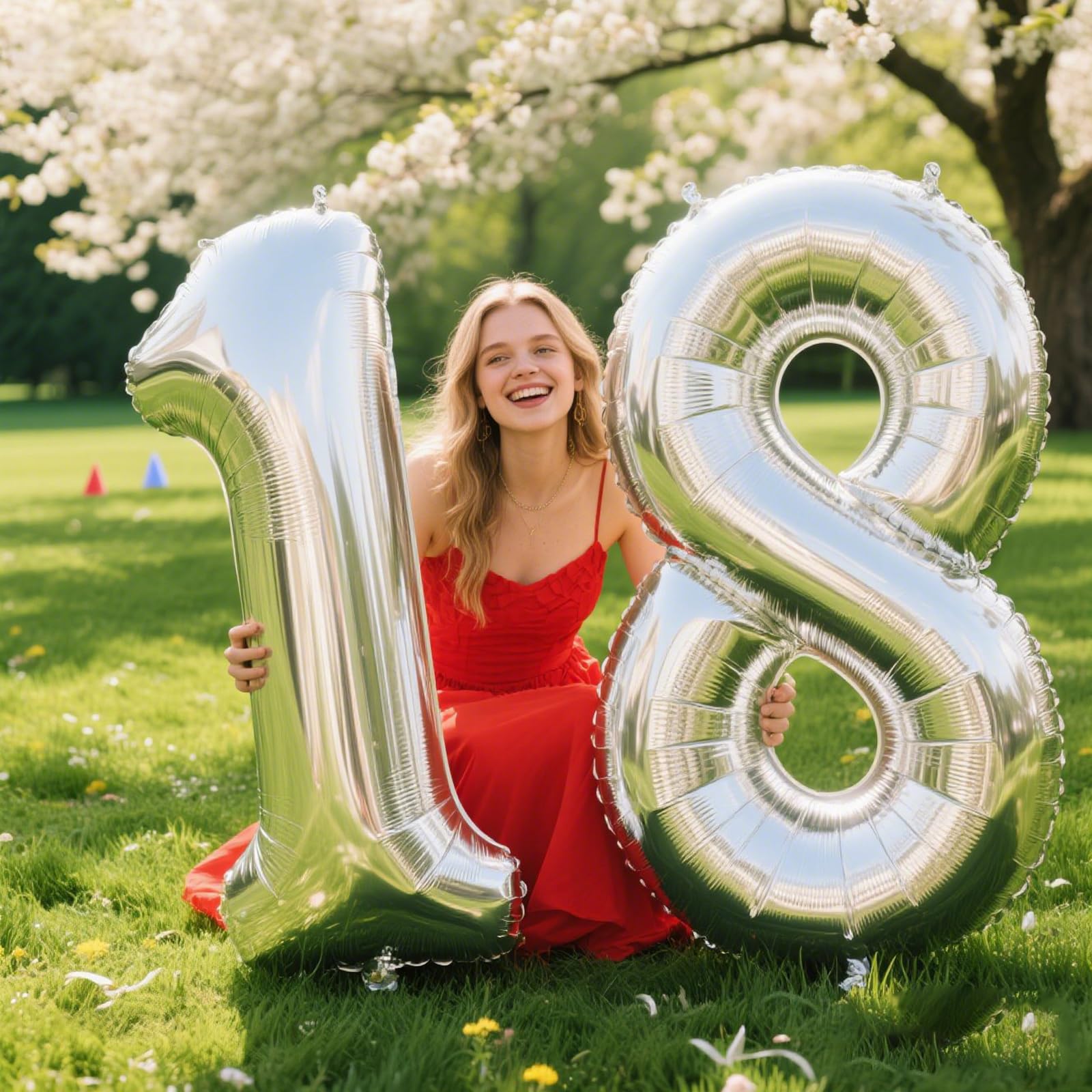 Kelfuoya 40 Inch Silver 8 Number Balloon – Jumbo Mylar Foil Balloons for Birthdays & Anniversaries