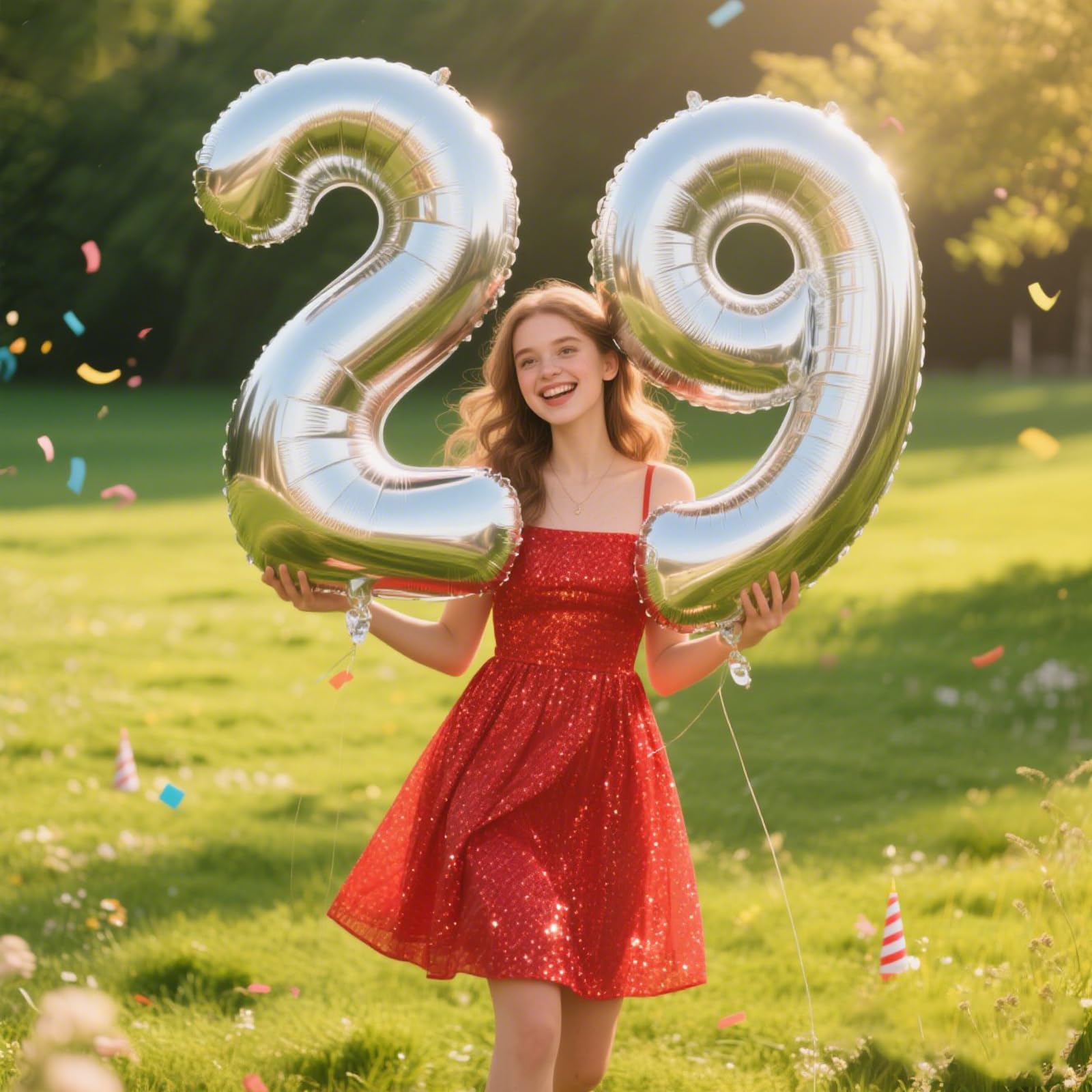 Kelfuoya 40-Inch Silver Number 29 Balloon | Jumbo Mylar Foil Balloons for Birthday, Anniversary & Wedding Decor