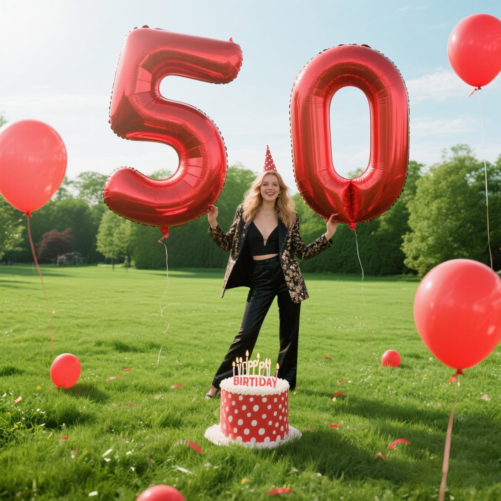 Kelfuoya Red Number 5 Balloons – 40-Inch Foil Balloons for 5th Birthday & Anniversary Celebrations